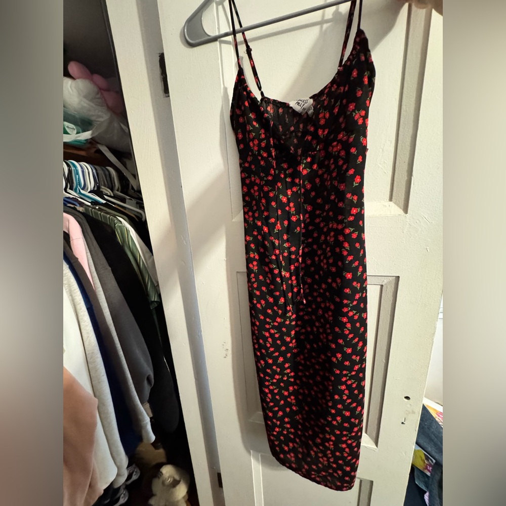 Floral Black and Red Dress
